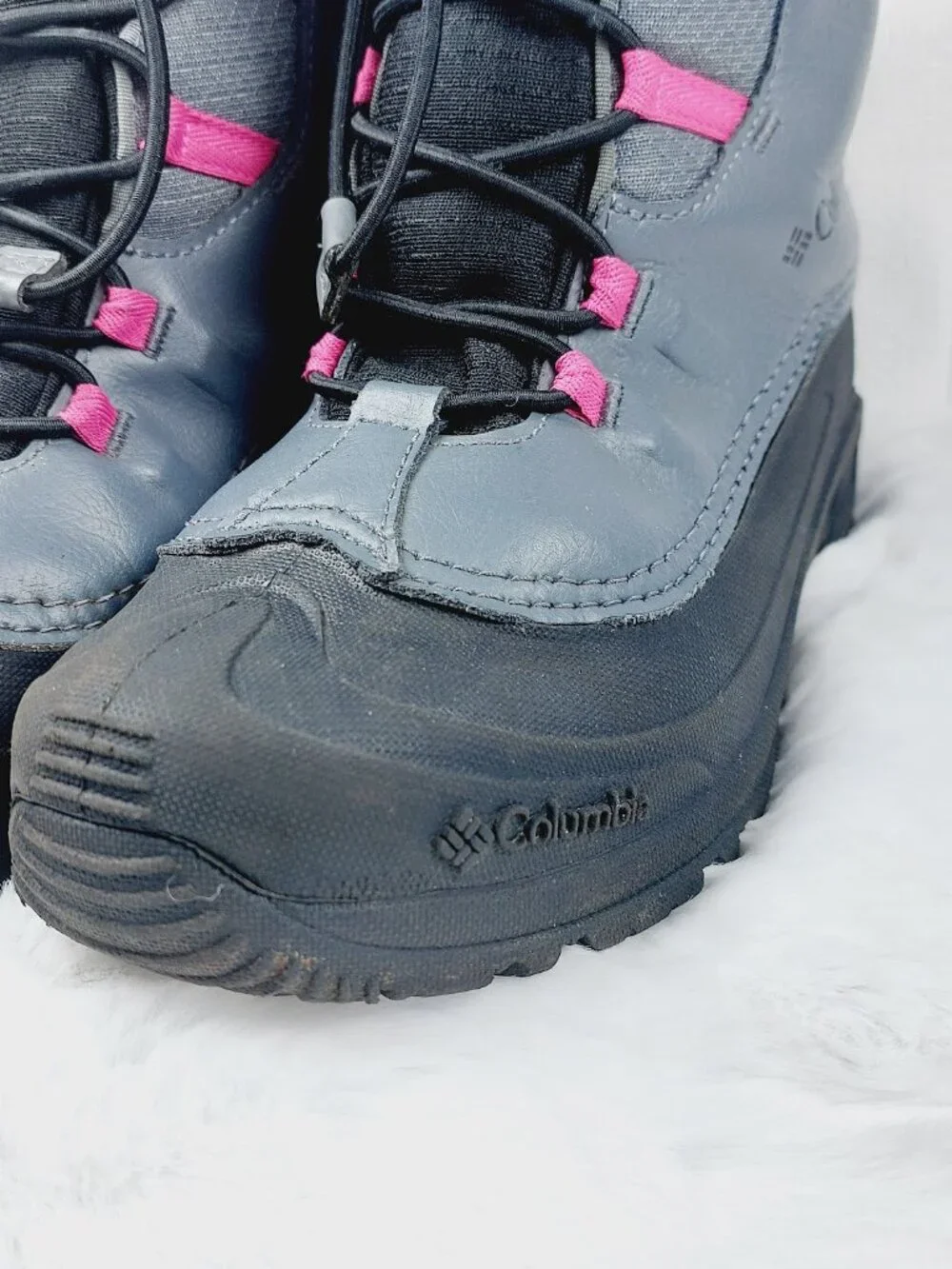 Columbia Girl's Graphite Pink Bugaboot Celsius Fur Ankle Winter Snow Boot Size 5
